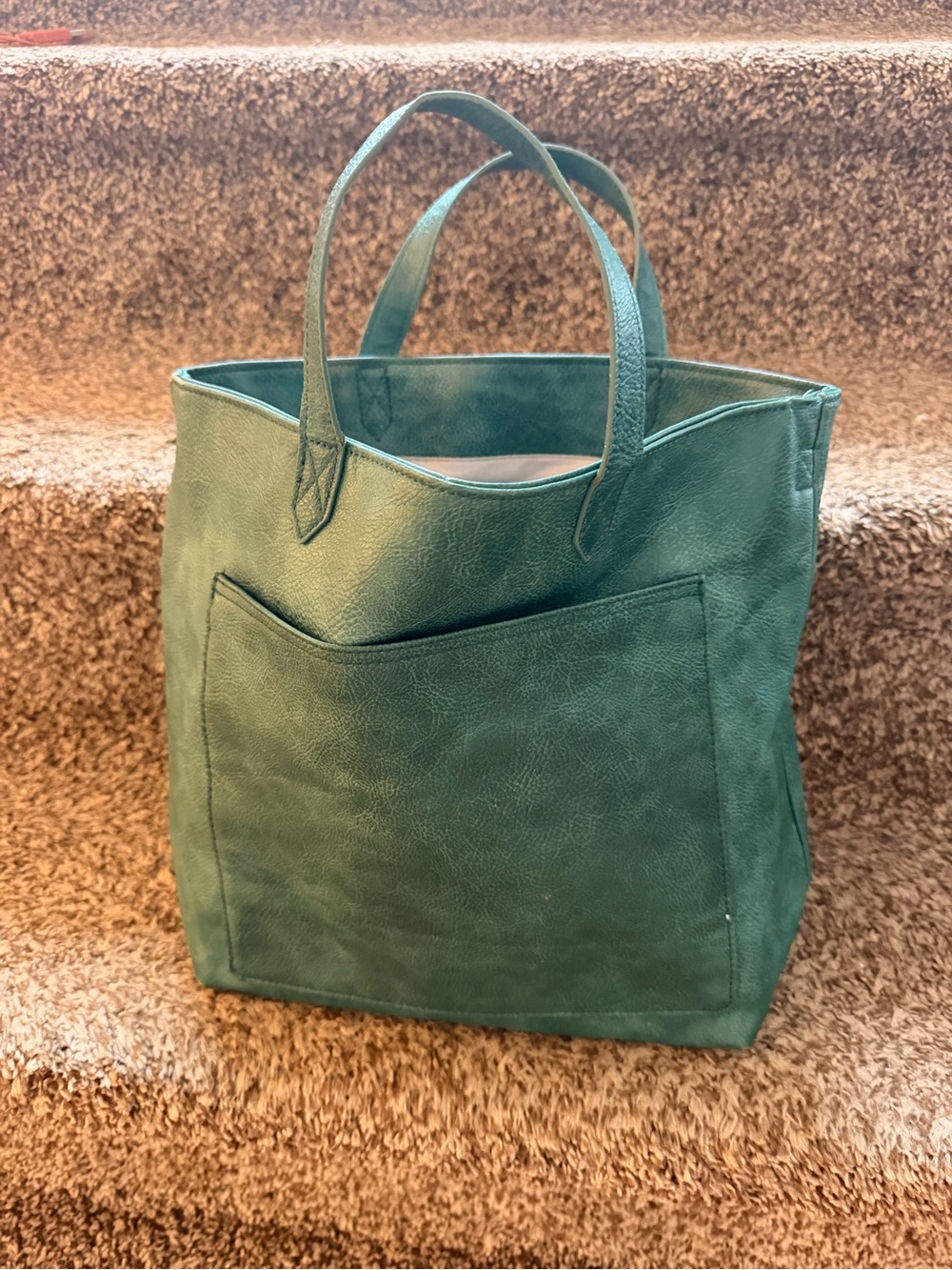 thirty-one Emerald Green Faux Leather Tote with Front Pocket